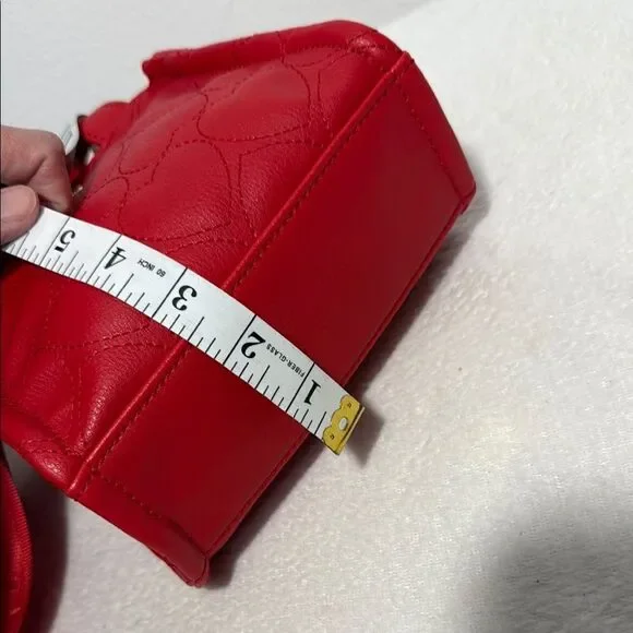 Madden Girl Cherry Hearts Red Quilted Handbag - Picture 7 of 11